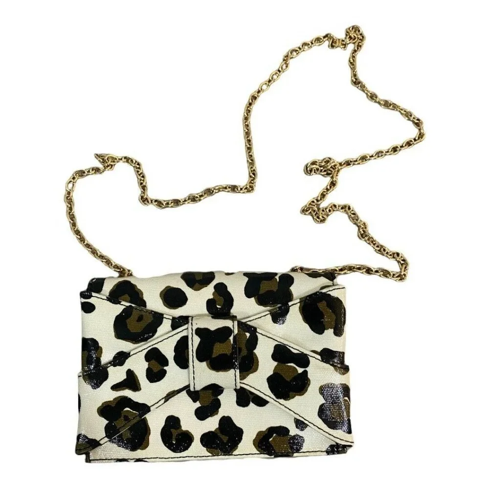 Zac Posen Wallet Chain Crossbody Leopard Print Purse Hand Bag - Picture 1 of 6
